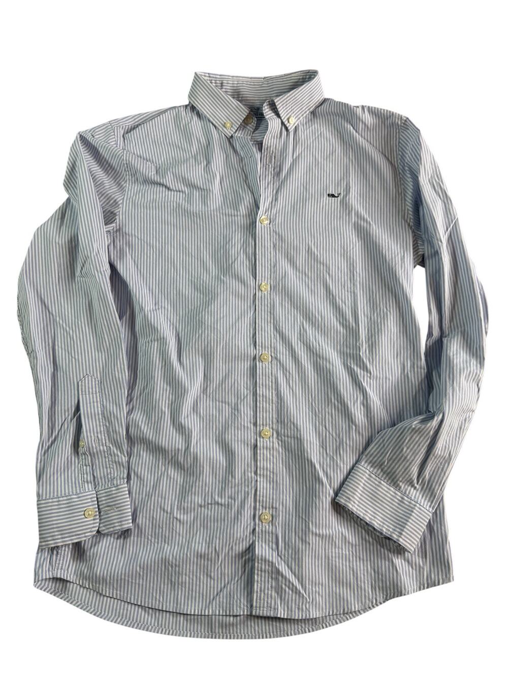 Vineyard Vines Performance Shirt Womens XL 18 Blue White Stripe Button Down